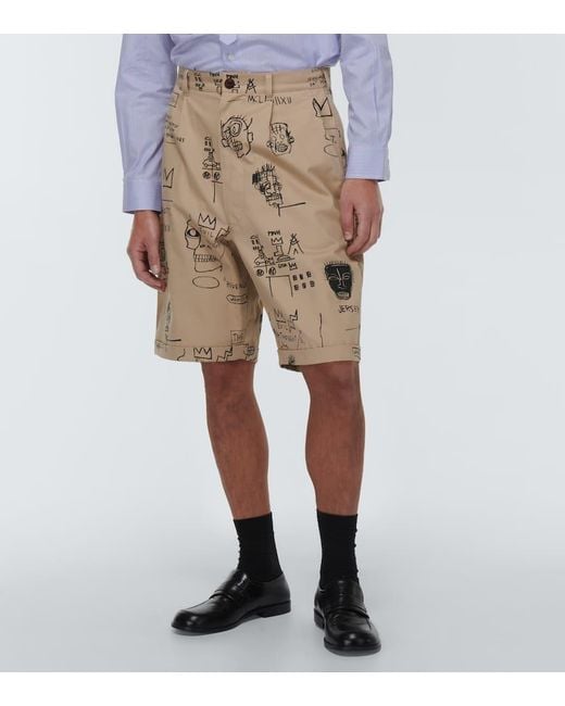 Junya Watanabe Natural X Basquiat Printed Cotton Shorts for men