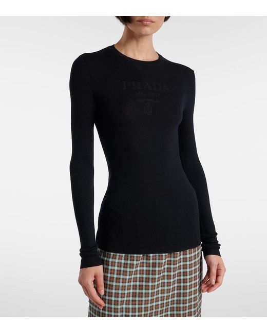 Prada Black Wool And Silk-Blend Sweater