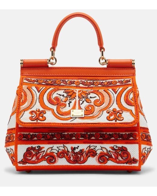 Dolce & Gabbana Sicily Medium Embroidered Top-Handle Bag