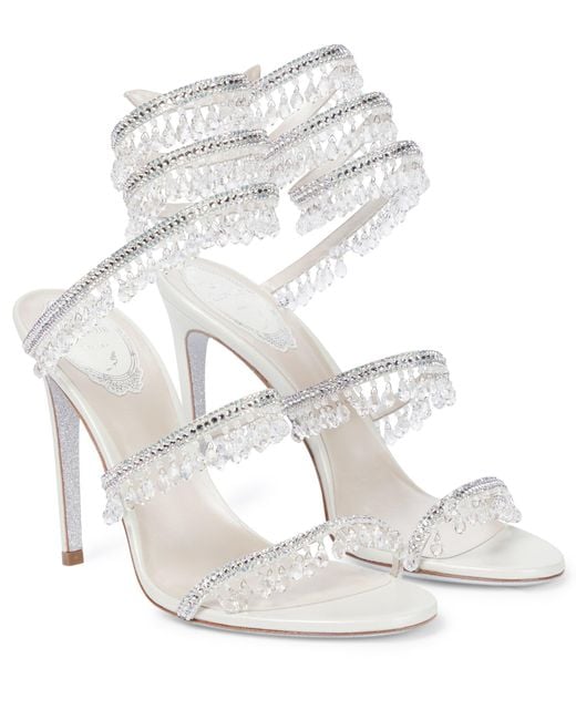 Rene Caovilla Chandelier Embellished Leather Sandals in White Lyst
