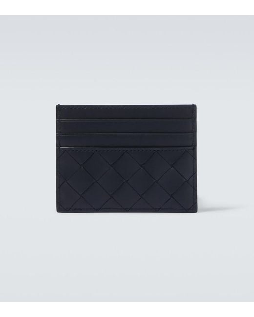 Bottega Veneta Blue Intrecciato Leather Card Holder for men