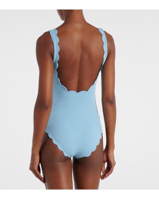 Marysia Swim Blue Palm Springs Scalloped Swimsuit