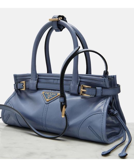 Prada Blue Bonnie Mini Leather Top-Handle Bag