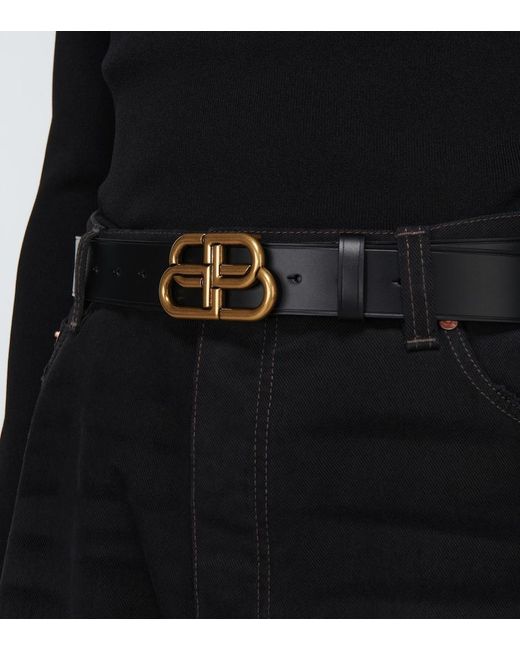 Balenciaga Black Bb Leather Belt for men