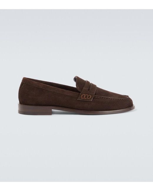 Manolo Blahnik Brown Perry Suede Penny Loafers for men