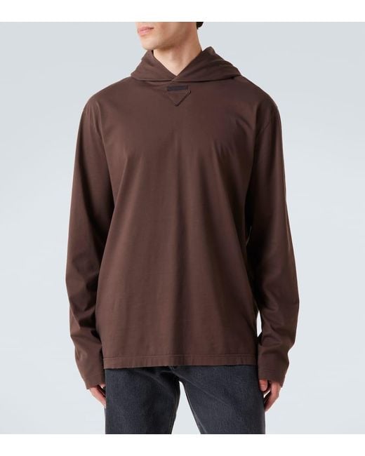 Prada Hoodie Aus Baumwolle in Brown für Herren