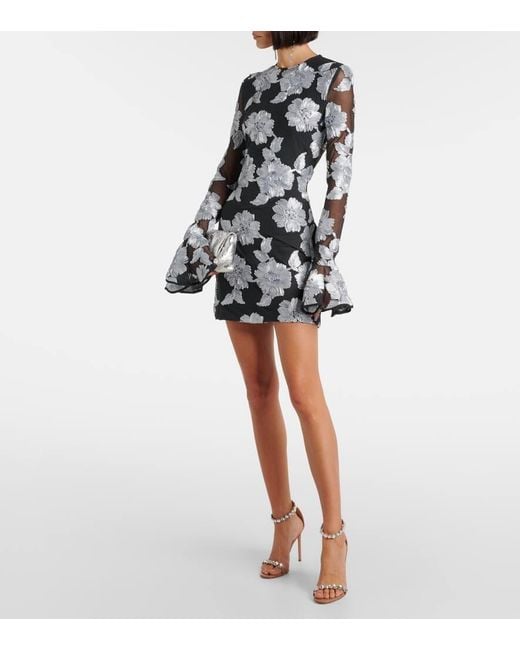 ROTATE BIRGER CHRISTENSEN Gray Besticktes Minikleid Aus Mesh