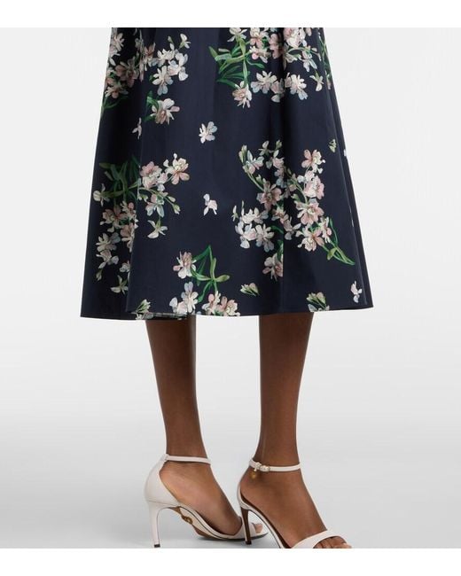 Erdem Blue Floral Cotton Midi Dress