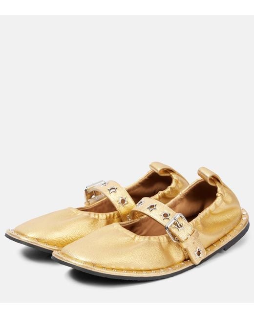 Stella McCartney Natural Falabella Metallic Mary Jane Flats