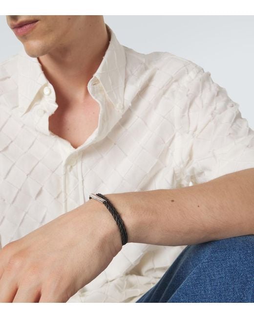 Bottega Veneta White Leather Sterling Bracelet for men