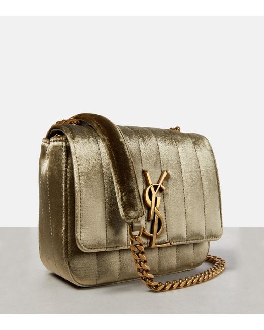 Saint Laurent Vicky Small Velvet Crossbody Bag in Natural Lyst