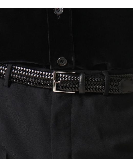 Rubinacci Black Braided Leather Belt for men