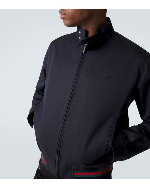 Gucci Blue Web Stripe Cotton Twill Jacket for men