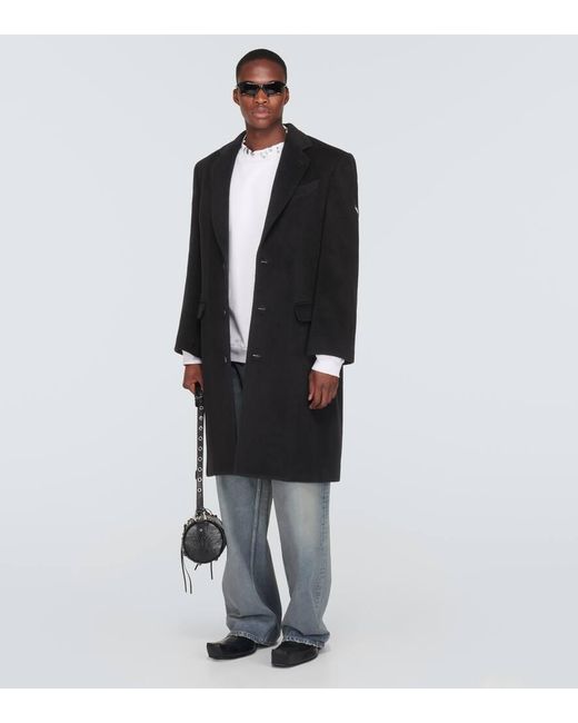 Abrigo Skater Tailored de lana peinada Balenciaga de hombre de color Black
