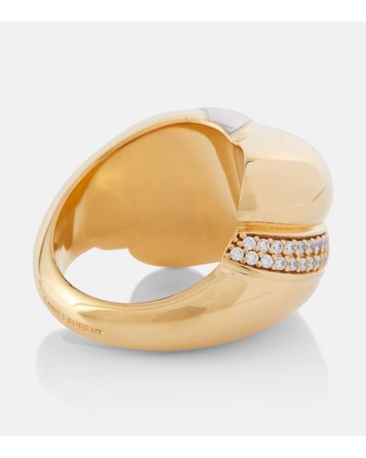 Saint Laurent Natural Whirlwind Crystal-embellished Ring