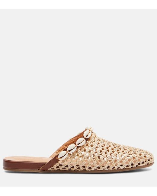 Ancient Greek Sandals Natural Slipper Embellished Raffia Mules