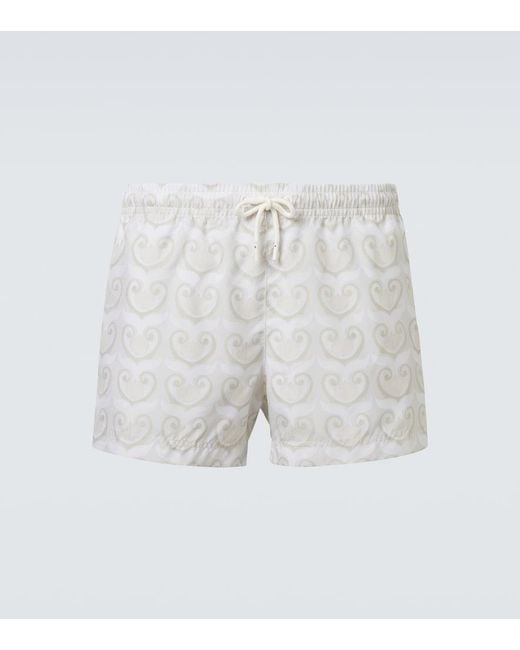 Commas White Printed Swim Trunks for men