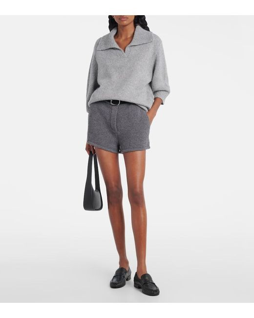 Lisa Yang Gray Lailai Cashmere And Silk Polo Sweater