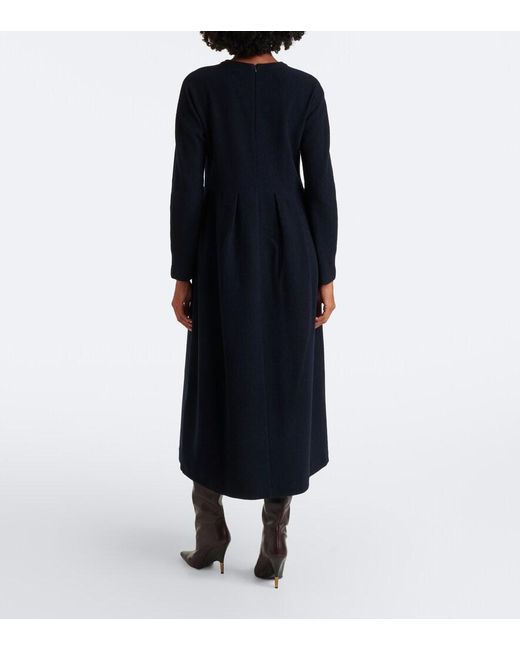 Max Mara Black Wool And Cotton-Blend Midi Dress