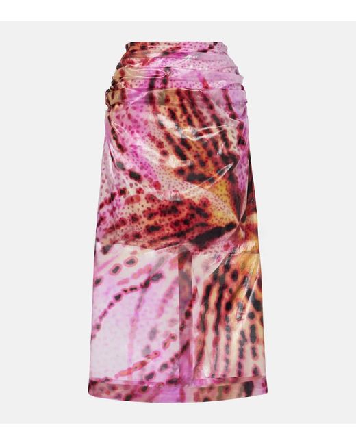Gonna Midi Sami Con Stampa di Dries Van Noten in Red