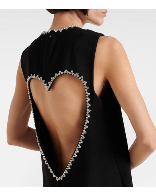 Area Black Embellished Heart Jersey Minidress