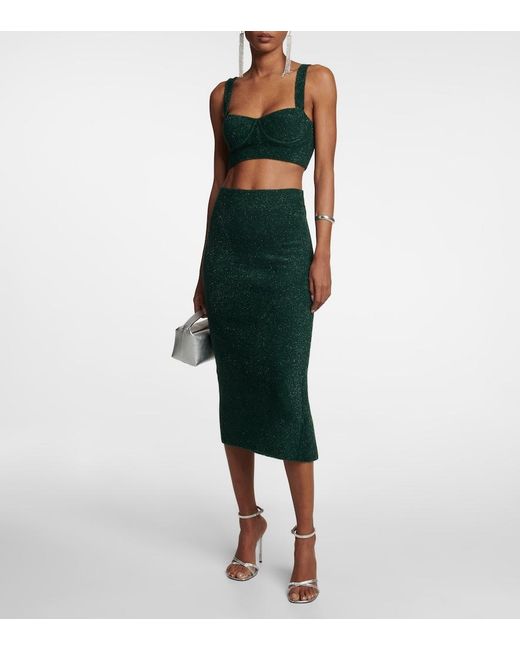 Galvan Green Moonlight Metallic Knit Crop Top