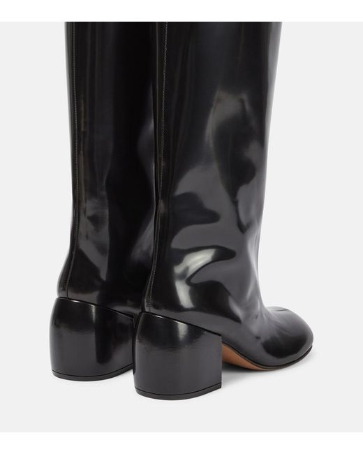 Dries Van Noten Black Leather Knee-High Boots