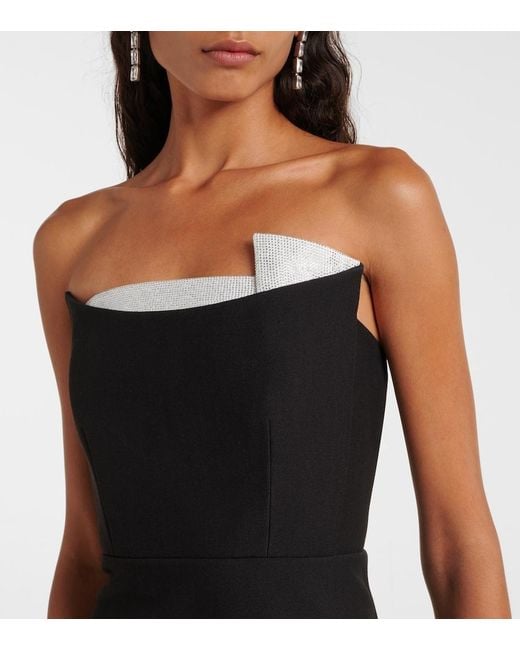 Roland Mouret Black Embellished Bustier Midi Dress