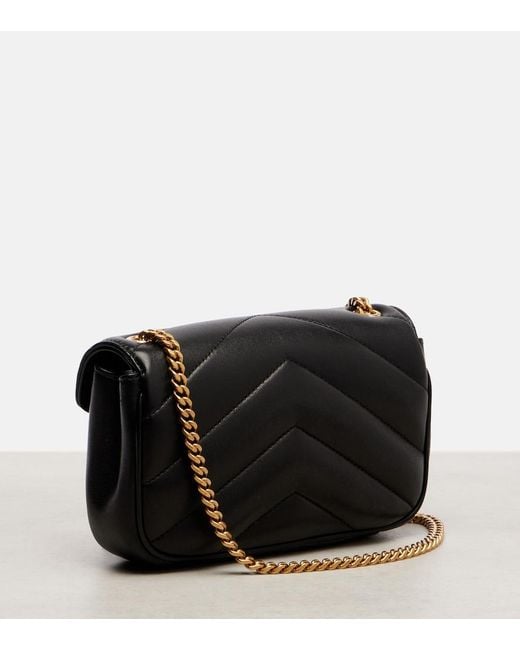 Saint Laurent Black Loulou Mini Leather Crossbody Bag