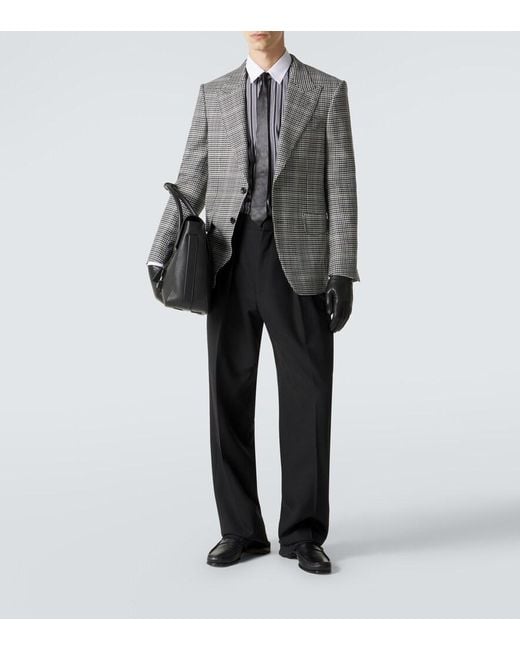 Tom Ford Gray Checked Wool-Blend Suit Jacket for men