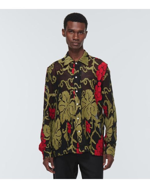 Bode Green Vineyard Cotton Shirt for men