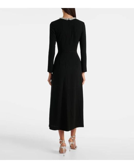 Jonathan Simkhai Black Esther Embellished Crepe And Plisse Midi Dress