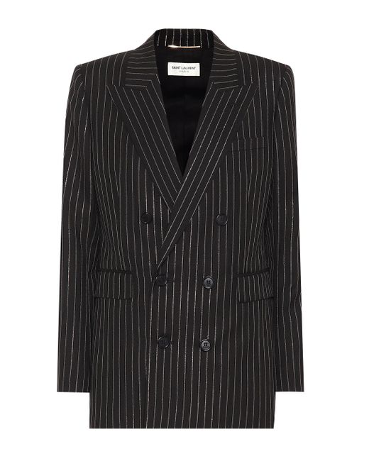 Saint Laurent Black Striped Wool Blazer