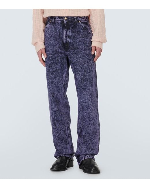 Marni Blue Low-Rise Straight Jeans for men