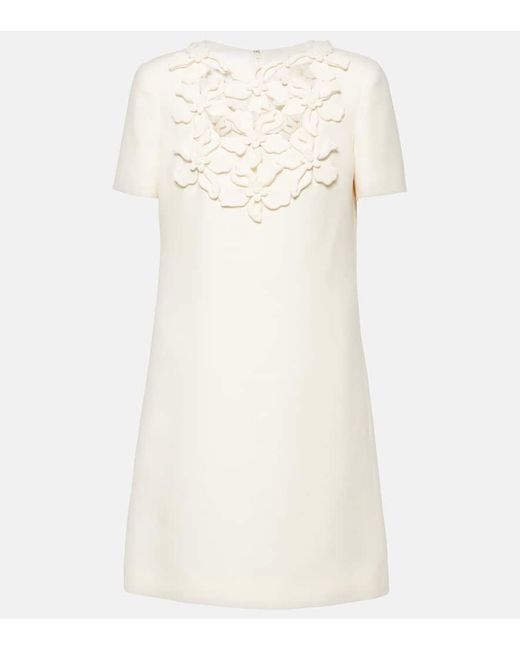 Valentino Natural Embroidered Crepe Couture Minidress