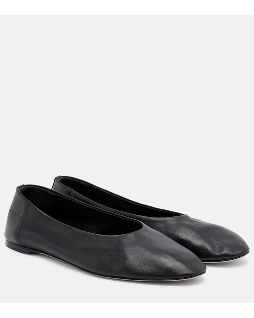 Totême Black Leather Ballet Flats