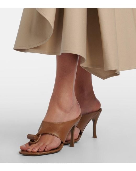 Loewe Brown Toggle 90 Leather Thong Sandals