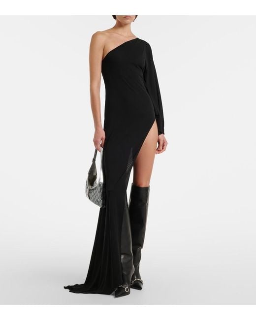 Gucci Black Asymmetric Jersey Maxi Dress