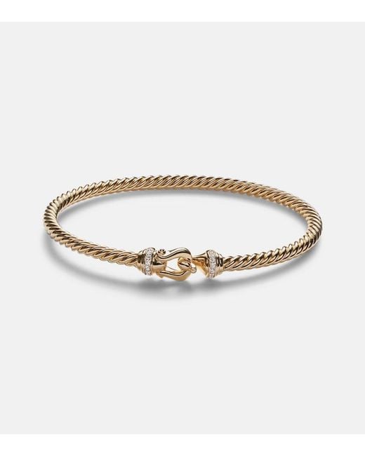 David Yurman Metallic Buckle Cablespira 18Kt Bangle With Diamonds