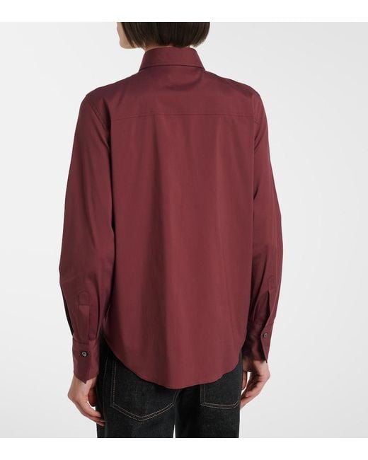 Brunello Cucinelli Red Monili Cotton-Blend Shirt