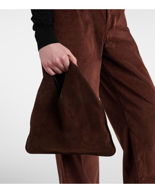 The Row Brown Bindle Small Suede Tote Bag