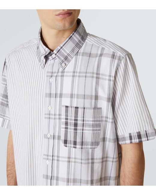 Thom Browne White Mix-Pattern Cotton Shirt for men