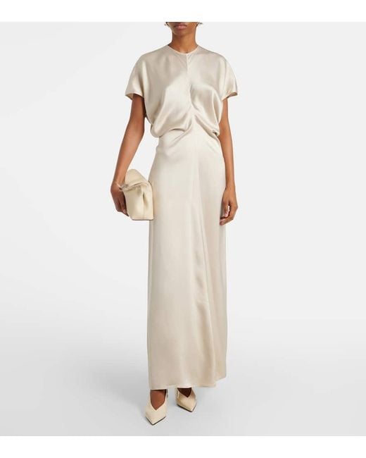 Totême  Natural Bridal Slouch Draped Satin Maxi Dress