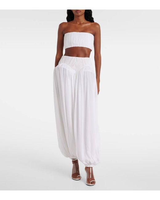 Alaïa White Ruched Bandeau Top