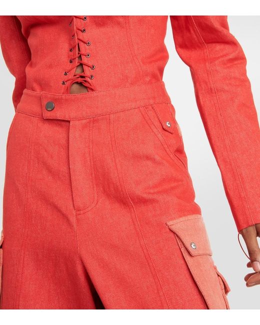 DIDU Red Weite High-Rise-Hose Aus Baumwolle