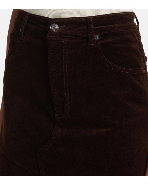 FRAME Black Corduroy Button-Front Midi Skirt