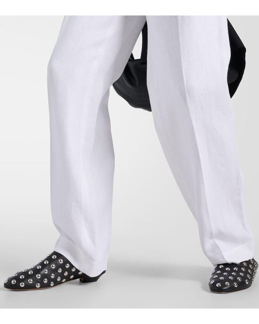 Pantalones anchos de lino Loro Piana de color White