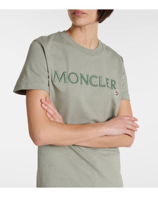 T-shirt brode en coton a logo Moncler en coloris Green