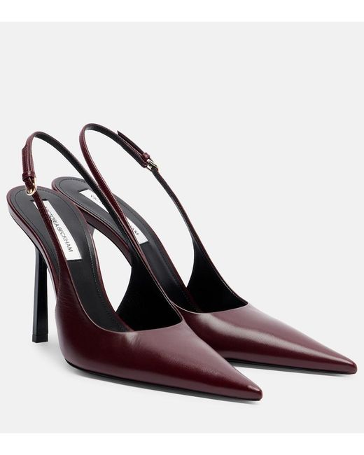 Victoria Beckham Red Victoria Leather Slingback Pumps