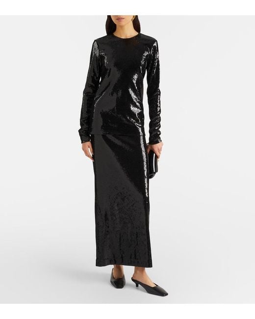 Totême Black Sequined Maxi Skirt